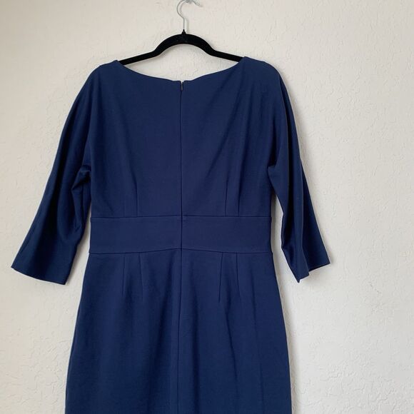 Trina Turk Dress 10 Blue Sheath 3/4 Sleeve Career Office Elegant Quiet Luxury - Picture 12 of 12